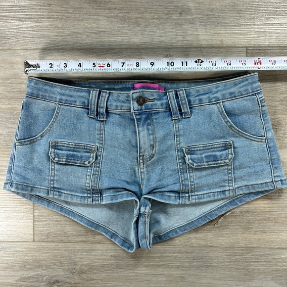 Edikted Size Large Cargo Denim Micro Shorts Booty Shorts Cotton Blend - Picture 11 of 15